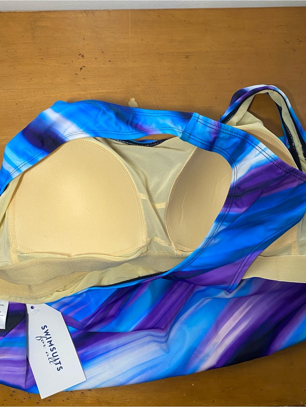 2 SWIMSUITS FOR ALL Women’s Size 18 Swim Tops Racerback Built In Bra Purple Blue - Picture 11 of 11